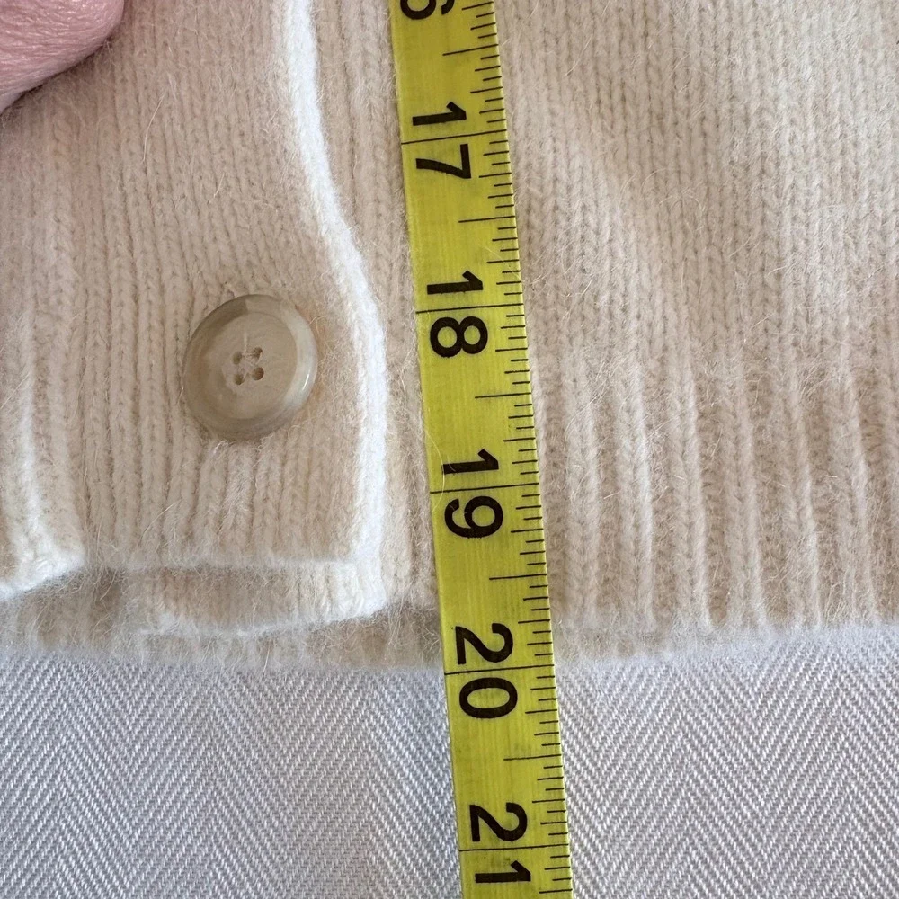 Y2K 90s ANN TAYLOR Angora Cream‎ Shawl Collar Button Front Cardigan Sweater MP